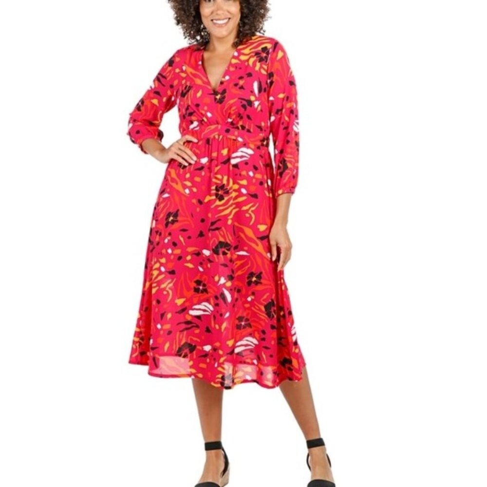 NWT, VANESSA WILLIAMS V-Neck Midi Dress - S